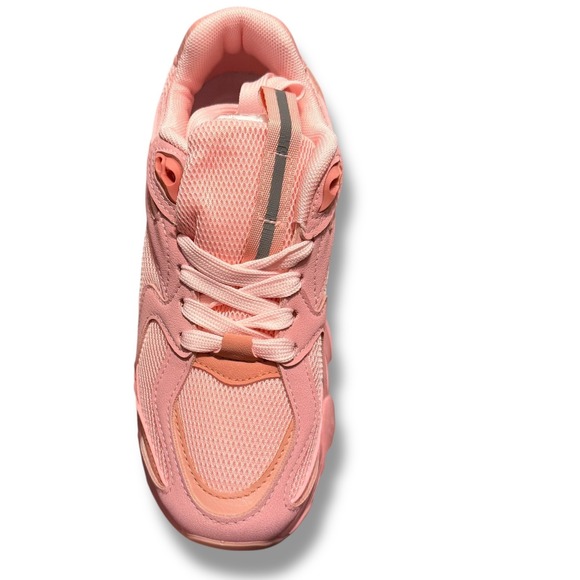 NIB Womens Chunky Sneakers Pink Mesh Lace Up Platform Fashion Athletic Sz  6 - Picture 8 of 16